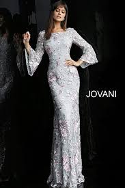 Jovani 62191 Sabrina Neckline Formal Dress Evening Dresses With Sleeves Floral Evening Dresses Evening Dresses