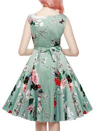 Ihot Vintage 1950s Floral Spring Garden Party Picnic Dress Party Cocktail Dress For Women Light Gre Spring Fashion Dresses Floral Party Dress Vintage Tea Dress