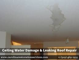 Ceiling Water Damage Leaking Roof Repair In Clayton Nc Roof Repair Leaking Roof Restoration Services