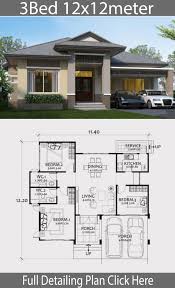 Home Design Plan 12x12m With 3 Bedrooms Home Design With Plansearch Modern Bungalow House Bungalow House Design House Construction Plan
