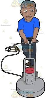 A Senior Black Janitor Buffing The Floor To Shine 1 Black African American Men Janitor