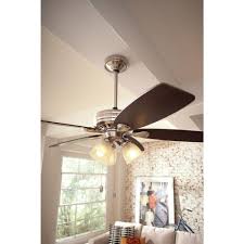 Hunter Highbury 52 In Indoor Brushed Nickel Ceiling Fan With Light Kit 52005 The Home Depot Brushed Nickel Ceiling Fan Ceiling Fan Ceiling Fan With Light