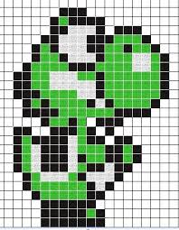 Yoshi Pixelart Blueprint Sashiko Dessin Pixel Patrons Faciles