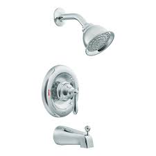 Moen Caldwell Chrome 1 Handle Watersense Bathtub And Shower Faucet With Single Function Showerhead Tub And Shower Faucets Shower Tub Faucet