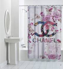 Roses Chanel Floral Custom Best Design Shower Curtain Cheap And Best Quality 100 Money Back Stylish Bathroom Custom Shower Curtains Black Living Room Decor