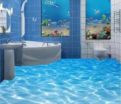 Bathroom Custom 3d Floor Mural Sea Water Ripples Wear Non Slip Waterproof Thicke Floor Murals Custom Photo Wallpaper Floor Wallpaper