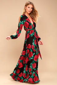 Strike A Rose Black Floral Print Long Sleeve Maxi Dress Long Sleeve Maxi Dress Maxi Dress With Sleeves Best Maxi Dresses