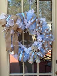 Baby Boy Wreath Nursery Wreath Burlap Shower Gift Baby Wreath Boy Hand Painted Letters Blue On Etsy 75 Baby Shower Wreath Baby Boy Wreath Baby Wreath