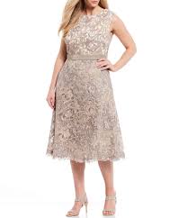 Tadashi Shoji Plus Size Patterned Lace Overlay Midi Dress Dillard S In 2020 Plus Size Cocktail Dresses Tadashi Shoji Plus Size Patterns