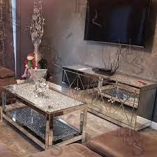 W O W We Love This Customer Image Of Our Diamond Crush Sideboard And 2 Tier Coffee T Pinterest Room Decor Mirrored Bedroom Furniture Mirrored Furniture Decor