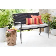 Hampton Bay Commack Brown Wicker Outdoor Bench 760 008 000 The Home Depot In 2020 Patio Decor Outdoor Bench Outdoor Patio Decor