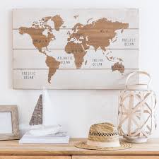 Quadro Cartina Del Mondo Bianco E Marrone 80x51 Cm Map World Maisons Du Monde Tableau Carte Du Monde Carte Du Monde Deco Decoration Murale Creative