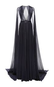 Gown With Attached Cape Moda Operandi Fashion Evening Dresses Navy Long Dress