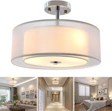 Dllt 3 Lights Industrial Semi Flush Mount Light Fixture Vintage Double Drum Pendant Close To C In 2020 Ceiling Lights Bedroom Ceiling Light Light Fixtures Flush Mount