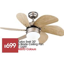 Turbo Swirl 30 6 Blade Ceiling Fan 1 Light Assorted Colours R699 Whatsapp James 081 859 6622 Phone 012 326 6460 Https Www Ceiling Fan Swirls Colours