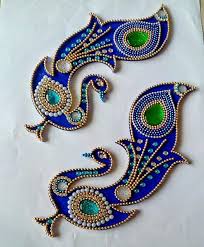 Beautiful Kundan Rangoli Floor Art Peacock Design Wedding Peacock Embroidery Designs Acrylic Rangoli Peacock Design