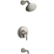 Kohler Finial Rite Temp Pressure Balancing Bath And Shower Faucet Trim With Push Button Diverter And Lever Handle Shower Faucet Faucet Tub And Shower Faucets
