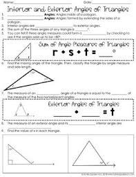 Interior And Exterior Angles Of Triangles Notes Interior And Exterior Angles Exterior Angles Interior Design School