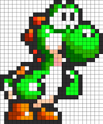 8bit Green Yoshi Perler Bead Pattern Bead Sprite Pixel Art Personnage Perle A Repasser Modeles Motifs Perles Hama