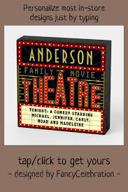 Movie Theatre Marquee Home Cinema Custom Name Wooden Box Sign Zazzle Com In 2020 Box Signs Wooden Boxes Movie Night Box