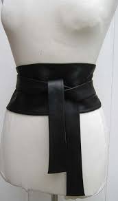 Black Leather Obi Cinch Corset Style Wrap Belt Fashion Style Black Luxury