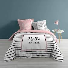 Housse De Couette Hello Cha C Rie Rose 220x240cm Coton En 2020 Parure De Lit Housse De Couette Parure Housse De Couette