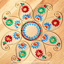 Rangoli Floor Art Keri Small Red Green Set Of 9 Pieces Floor Art Rangoli Colours Red Green