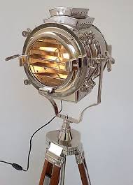 Vintage Hollywood Studio Floor Lamp Searchlight Spot Light With Tripod Stand Floor Lamp Lamp Wooden Tripod Floor Lamp