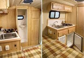Scamp 13 Small Travel Trailer Interior Deluxe Model Bathroom And Kitchen Travel Trailer Reviews Small Travel Trailers Travel Trailer Interior