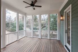 Covered Screened In Porch With White Bead Board Ceiling At Custom Home By Bcn Homes In Arlington Virg Back Porch Designs Screened Porch Designs Porch Interior