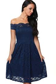 Blue Off Shoulder Flared Lace Plus Size Party Cocktail Dress Lace Swing Dress Classic Midi Dress Casual Cocktail Dress