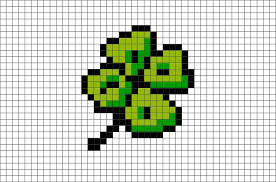 Four Leaf Clover Pixel Art Pixel Art Pixel Art Templates Minecraft Pixel Art
