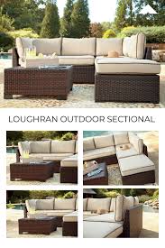 Loughran Beige Brown Outdoor Sectional By Ashley Furniture Ashleyfurniture Outdoorfurniture Ou Outdoor Sectional Outdoor Furniture Outdoor Furniture Sets