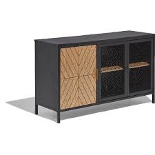 Buffet Eole Noir Et Miel 3 Portes Gifi 534039x Buffet Vaisselier Pas Cher Meuble Gifi