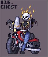 Day 16 Ghost Imagine Nicolas Cage As A Girl Riding A Flaming Motorcycle Yessss Unrelated 100th Post Cool Pixel Art Pixel Art Design Pixel Art Games