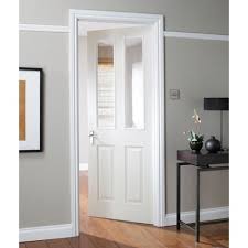White Wood Internal Doors With Glass Panels For Connecting Kitchen To Living Room Doors White Interior Doors Glass Doors Interior White Internal Doors