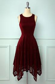 Burgundy Short Formal Lace Dress In 2020 Lace Swing Dress Short Burgundy Bridesmaid Dresses Lace Dress