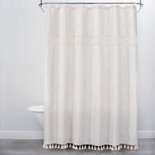 Solid Crochet With Tassels Shower Curtain Tan Opalhouse White Shower Curtain Shower Curtain Curtains