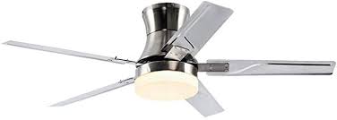 Rainierlight 48 Inch Flush Mount Ceiling Fan With Light Kit And Remote Control 5 Reversible Stainless In 2020 Ceiling Fan Light Kit Ceiling Fan Ceiling Fan With Light