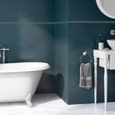 Faience Mur Bleu Decor Home Chevron Mat L 40 X L 80 Cm Design Moderne De Salles De Bains Idee Salle De Bain Douche Bleu