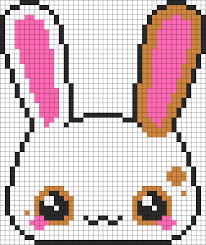 Kawaii Bunny Kandi Pattern Pixel Art Templates Pixel Art Perler Bead Art
