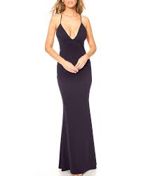 Katie May Clothing Stamina Low V Neck Stretch Crepe Gown With Crisscross Back Katie May Clothing In 2020 Neck Stretches Backless Dress Formal Designer Evening Gowns