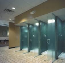 Shower Power And Beyond Locker And Restroom Design Continues To Go Upscale To Please Patrons Restroom Design Shower Room Gym Showers
