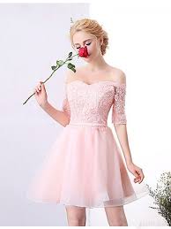 Off Shoulder Pink Cute Homecomingdress Simibridal Cocktail Dress Party Prom Party Dresses Prom Dresses Short