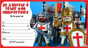 3 Invitations Anniversaire Playmobil Chevalier 123 Cartes Invitation Anniversaire Playmobil Chevalier Anniversaire