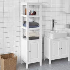 Haotian White Floor Standing Tall Bathroom Storage Cabinet With 3 Shelves And 1doo In 2020 Tall Bathroom Storage Cabinet Tall Bathroom Storage Bathroom Storage Cabinet