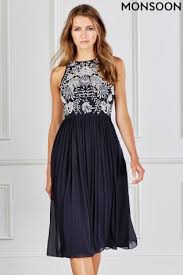Buy Monsoon Navy Loretta Midi Dress From The Next Uk Online Shop Dresses Monsoon Dress Chic Outfits