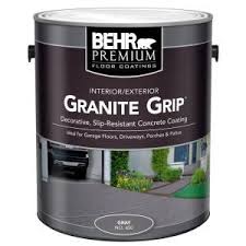 Behr Premium 1 Gal Gray Granite Grip Decorative Flat Interior Exterior Concrete Floor Coating 65001 The Home Depot Concrete Floor Coatings Floor Coating Painting Concrete