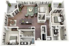 3d Open Floor Plan 3 Bedroom 2 Bathroom Google Search Sims House Plans House Plans Bedroom House Plans