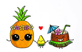 Pinapple Coconut Cute Food Drawings Cute Kawaii Drawings Cartoon Drawings